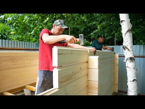 We built a summer house out of small timber. Step by step construction process