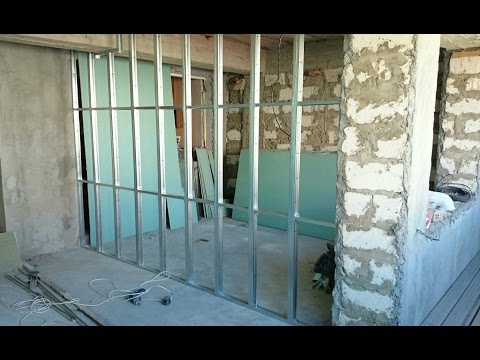 ПЕРЕГОРОДКА из гипсокартона, сдвоенный профиль CD. Partition wall, plasterboard.