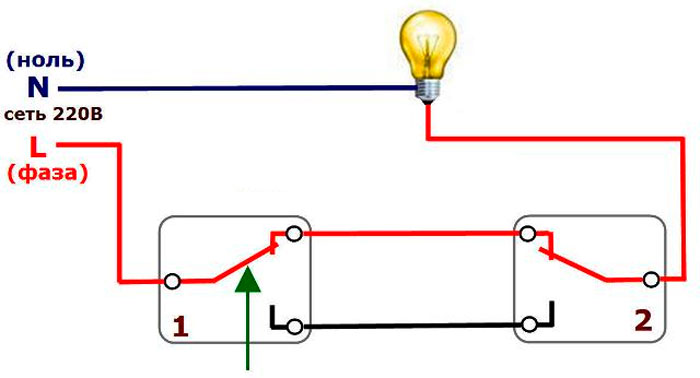 Схема подключения обогревателя через выключатель